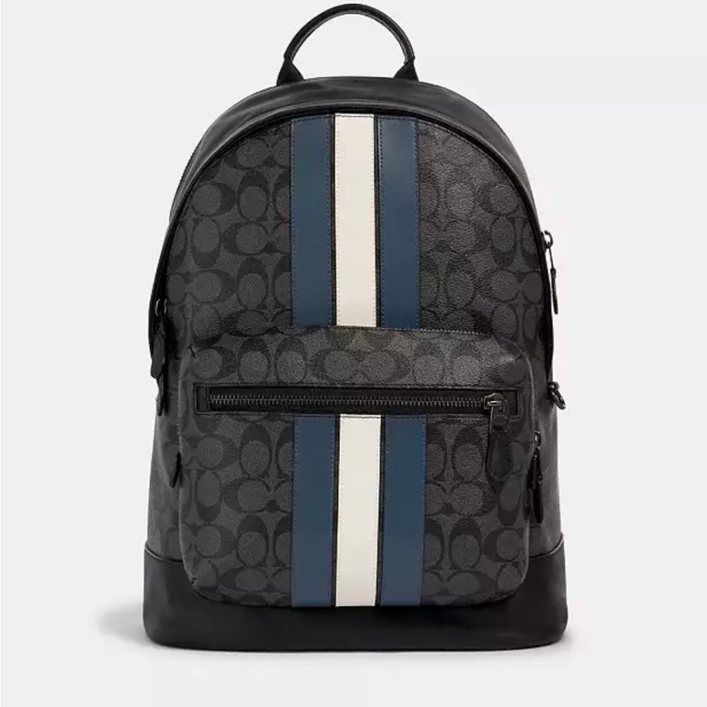 Coach Backpack In Signature Canvas With Varsity Stripe